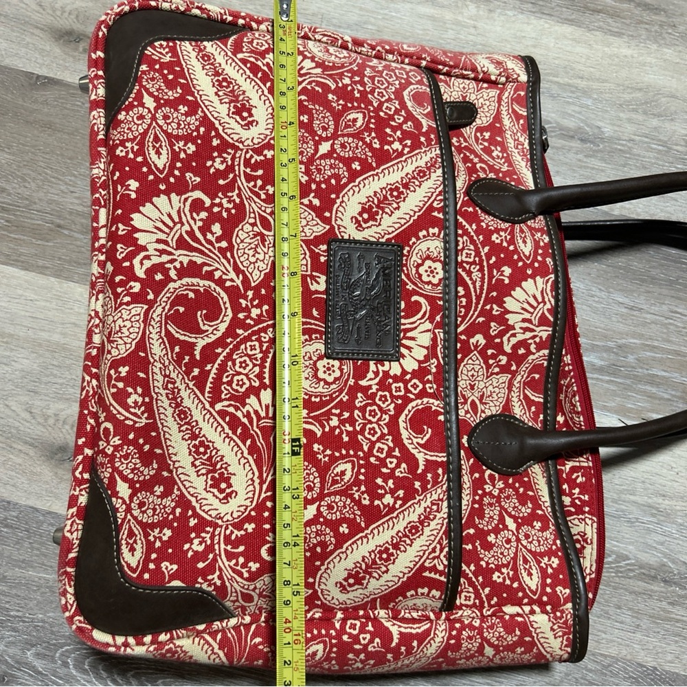 American Living Ralph Lauren Tote Bag Women Red Paisley Canvas Shoulder Satchel - Picture 8 of 10